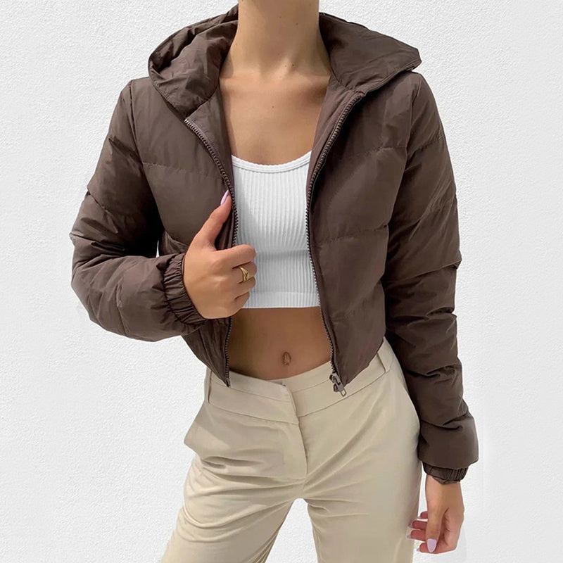 Jaqueta Puffer Curta com Capuz - Fade Cold