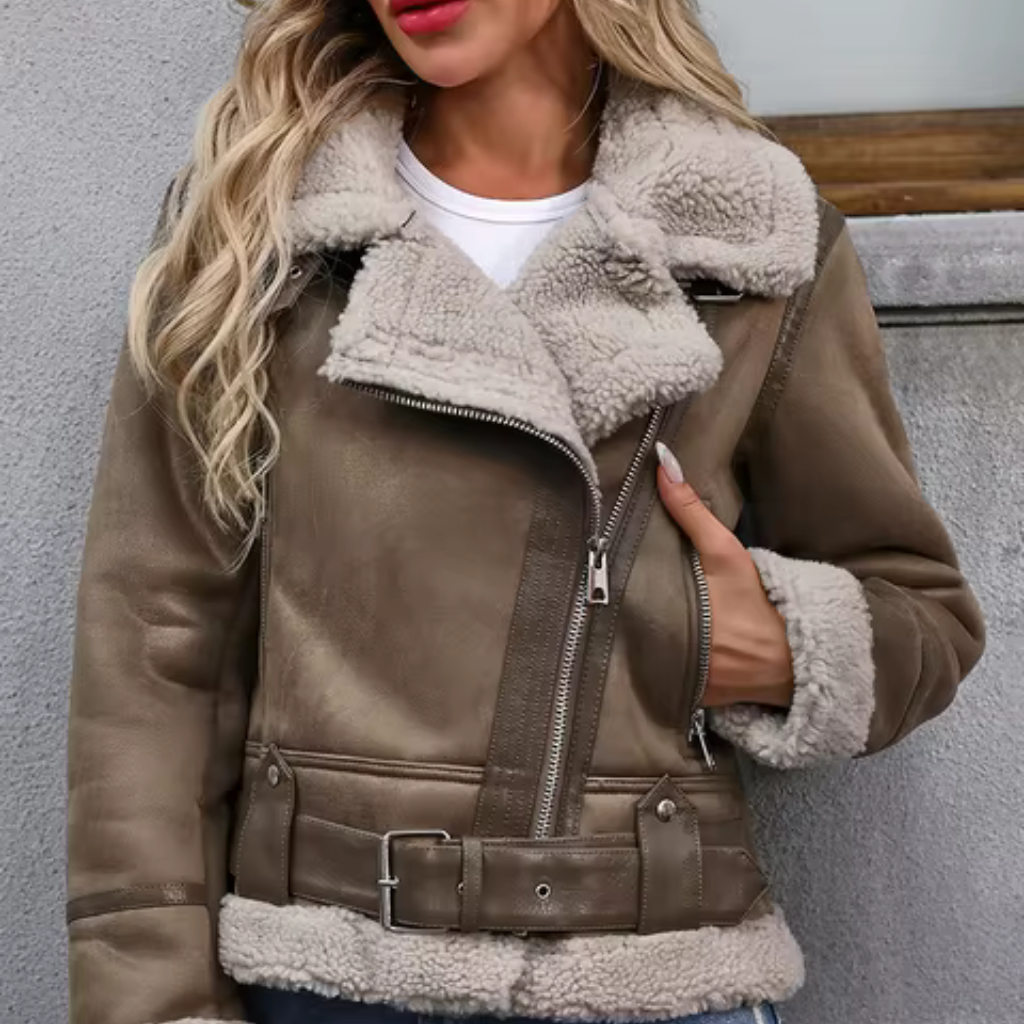 Jaqueta Feminina de Couro Forrada Anouk